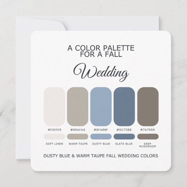 Invitation Dusty Blue Warm Taupe Fall Wedding Palette Card (Devant)