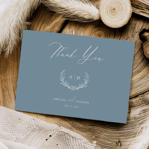 Invitation Dusty Blue Wedding Day Merci Flat Note Card