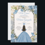 Invitation Dusty Blue & White Mis Quince 15 Anos Argent Crown<br><div class="desc">Quinceañera Dusty Blue & White Silver Crown Invitation Mis Quince 15 Anos,  16e anniversaire, </div>
