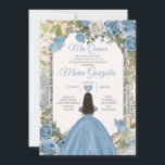 Invitation Dusty Blue & White Mis Quince 15 Anos Argent Crown<br><div class="desc">Quinceañera Dusty Blue & White Silver Crown Invitation Mis Quince 15 Anos,  16e anniversaire, </div>