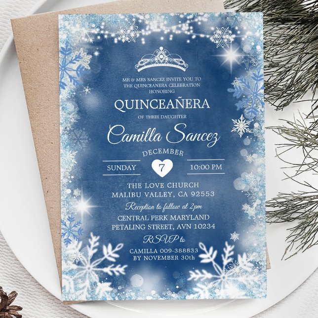 Invitation Dusty Blue & White Winter Quinceañera Invitation11 (Créateur téléchargé)