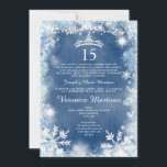 Invitation Dusty Blue & White Winter Spanish Girl 15 Ans<br><div class="desc">INVITATION MODIFIABLE Dusty Blue & White Winter Spanish Girl 15 Ans
Fête d'anniversaire élégante de 15 ans pour fille espagnole au Christmas Arctic
Invitation avec lumière de neige à ficelle bleue et blanche
Quinceañera 15 Ans,  fête d'anniversaire 16 ans</div>