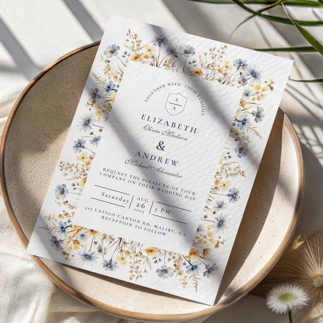 Invitation Dusty Blue Wildflower Meadow Wedding (Créateur téléchargé)