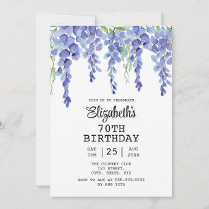 Invitation Dusty Blue Wisteria Floral Greenery 70e anniversai