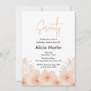 Invitation Dusty Blush Flower Palm Leaf Boho Anniversaire