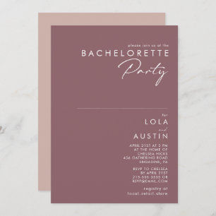 Invitation Dusty Boho   Bachelorette violet et Rose