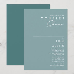 Invitation Dusty Boho   Douche Couples bleu et vert