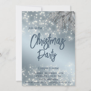 Invitation Dusty branche de pin bleu entreprise Noël