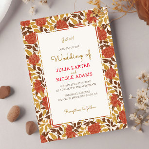 Invitation Dusty Brunt Orange Peony Flowers Mariage de automn