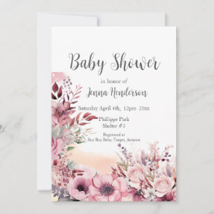 Invitation Dusty Coral QR Code Baby shower