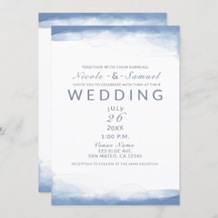 Invitation Dusty Cornflower Blue Aquarelle moderne Mariage