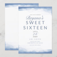 Dusty Cornflower Blue Aquarelle moderne Sweet 16