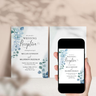 Invitation Dusty Eucalyptus Aquarelle Réception de mariage un