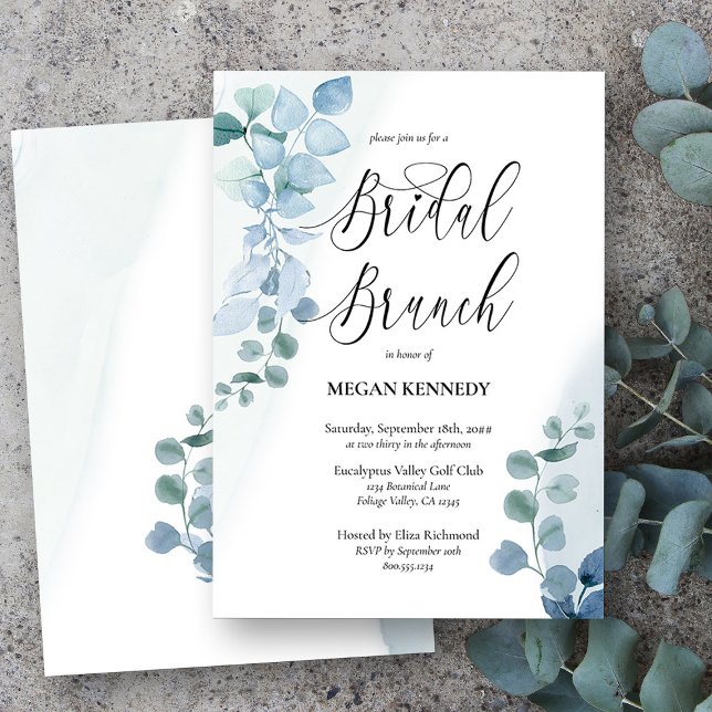 Invitation Dusty Eucalyptus Élégant Brunch nuptial vert (Bridal Brunch Invitation from my Dusty Eucalyptus Wedding Collection)