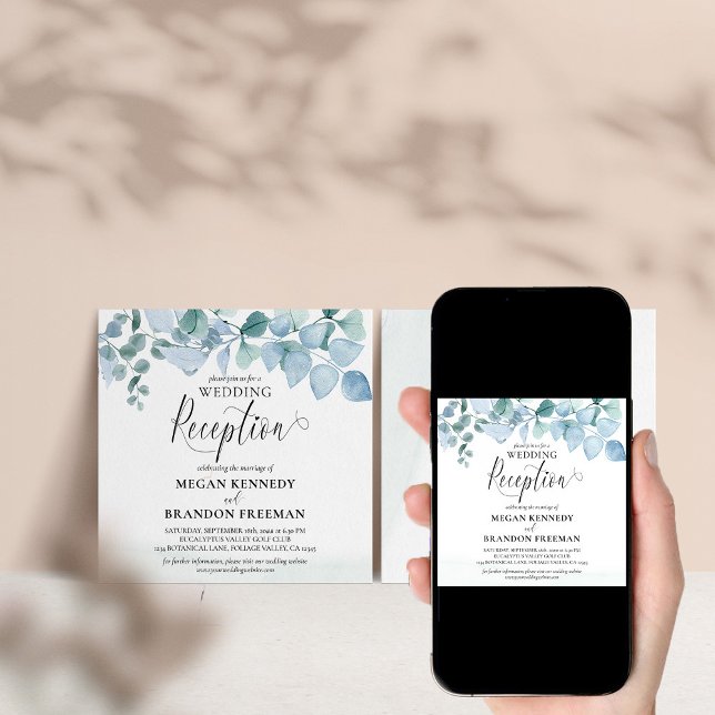 Invitation Dusty Eucalyptus Greenery Réception De Mariage Seu (Créateur téléchargé)