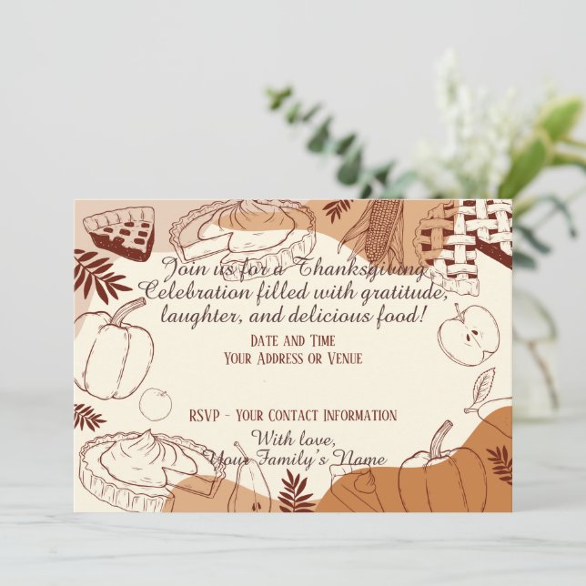 Invitation Dusty Fall Thanksgiving Rustic Elegant (Debout devant)