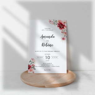 Invitation Dusty Flower Rose rose Mariage moderne