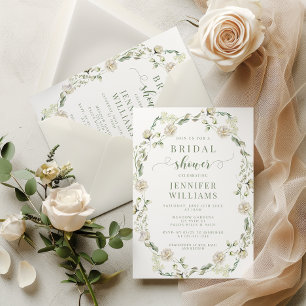 Invitation Dusty Green Greenery Floral Wreath Fête des mariée