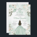 Invitation Dusty Green & Silver Mis Quince Floral Quinceañera<br><div class="desc">Dusty Green & Silver Floral Quinceañera Invitation Mis Quince Anos,  15e anniversaire, </div>