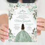 Invitation Dusty Green & Silver Mis Quince Floral Quinceañera<br><div class="desc">Dusty Green & Silver Floral Quinceañera Invitation Mis Quince Anos,  15e anniversaire, </div>