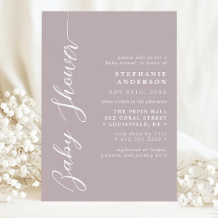 Invitation Dusty Lavender Simple Modern Script Baby shower
