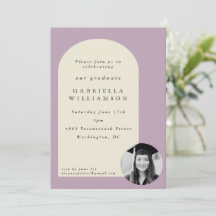 Invitation Dusty Lilac Bold Formes Photo Graduation Party