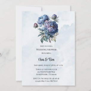 Invitation Dusty Marine Peony Wedding shower