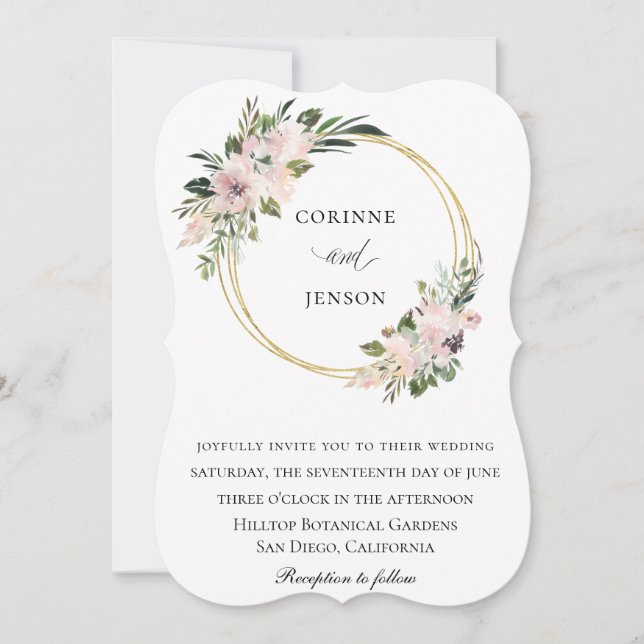 Invitation Dusty Mauve Botanical Gold Hoop Mariage (Devant)