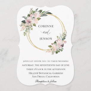 Invitation Dusty Mauve Botanical Gold Hoop Mariage