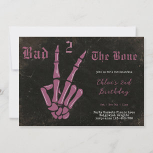 Invitation Dusty Mauve Gothique Sketelon Anniversaire Hallowe