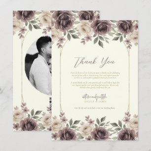 Invitation Dusty Mauve & Ivory Bloom Remerciements Botaniques