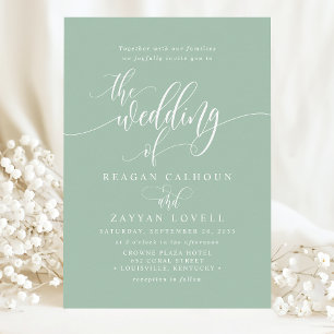 Invitation Dusty Mint Simple Mariage de script moderne