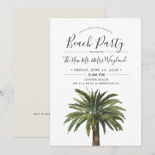 Invitation Dusty Palms   Sand Fête de plage après mariage
