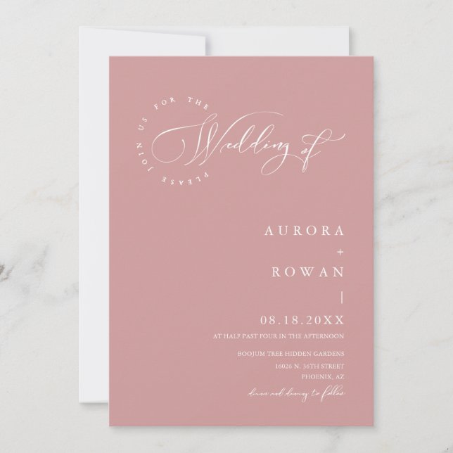 Invitation Dusty Pink Arch QR Code Mariage Photo (Devant)