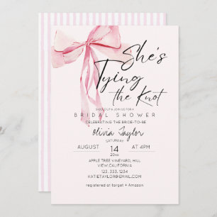 Invitation Dusty Pink Bow She's Tying the Knot Fête des marié