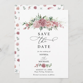 Invitation Dusty Pink Floral Wedding Save The Date
