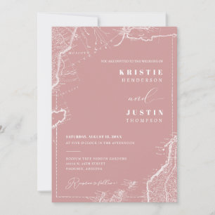 Invitation Dusty Pink Retro Voyage QR Code Mariage photo