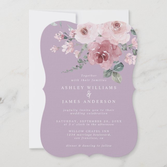 Invitation Dusty Pink Rose Fair Orchid Wedding (Devant)