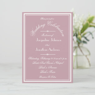 Invitation Dusty Pink tout en un site Web RSVP Mariage de cou