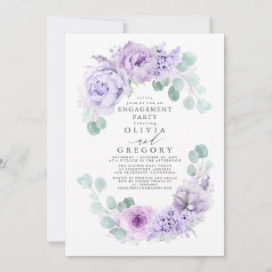 Invitation Dusty Purple Floral Élégante Partie d'engagement