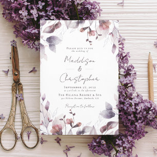 Invitation Dusty Purple Floral Mariage