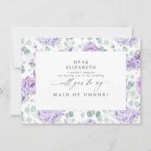 Invitation Dusty Purple Floral Serez-Vous Ma Femme D'Accueil
