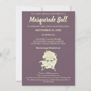 Invitation Dusty Purple Masquerade Ball collecte de fonds Gal