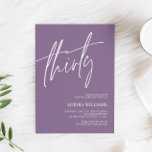 Invitation Dusty Purple Minimaliste 30e anniversaire Invitati<br><div class="desc">*** Veuillez saisir H013 dans la recherche de magasin pour trouver tous les articles correspondants *** Ou visitez notre Collection Minimaliste Purple Dusty. *** Ce design de haute qualité est facile à customiser pour correspondre à vos couleurs, styles et thèmes mariages. Pour plus de personnalisation, cliquez sur le lien "Modifier...</div>