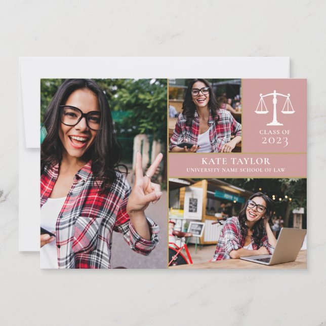 Invitation Dusty Rose 3 Photo (Devant)