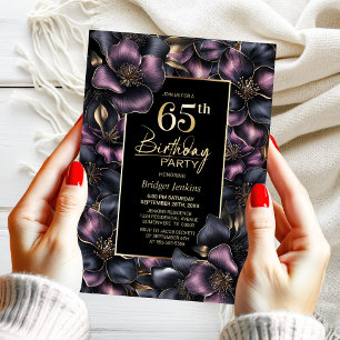Invitation Dusty rose and Grey Floral 65e anniversaire