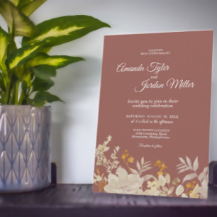 Invitation Dusty Rose Autumn Boho mariage