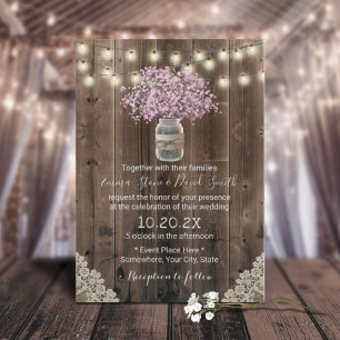 Invitation Dusty rose Baby's Breath Flowers Mariage rustique