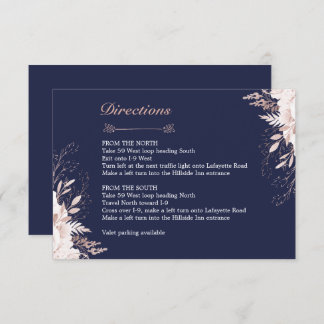 Invitation Dusty Rose Blanc Floral Marine Bleu Directions