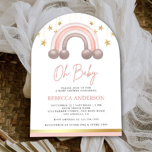 Invitation Dusty Rose Boho Rainbow Girl Arch Baby shower